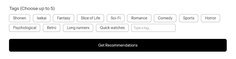 screenshot of the site functionality